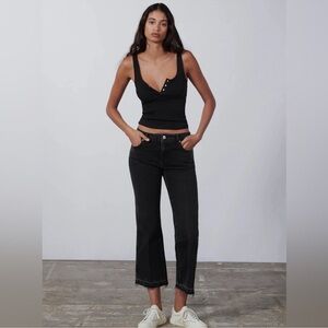 ZARA The Ness Cropped Flare Black Jeans